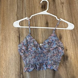 Mango Blue Floral Smocked Camisole